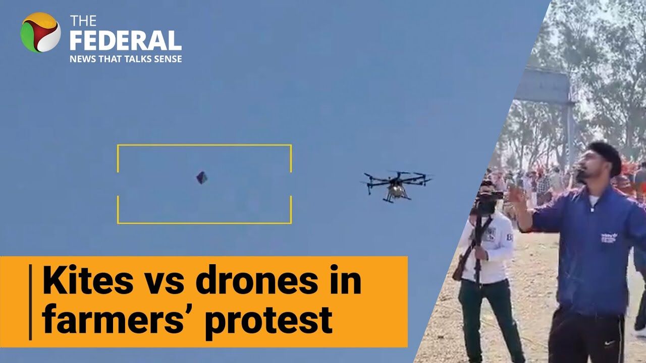 Watch Farmers Fly Kites To Take Down Drones Throwing Tear Gas The