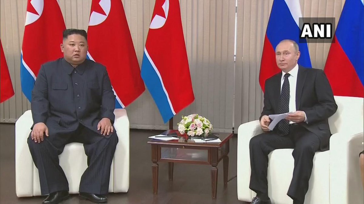Kim Jong Un, Vladimir Putin vow to seek closer ties during first talks