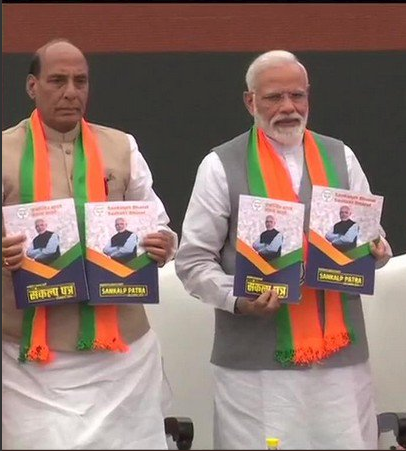 Modi releases Sankalp Patra, curated to counter the Congress president’s NYAY scheme