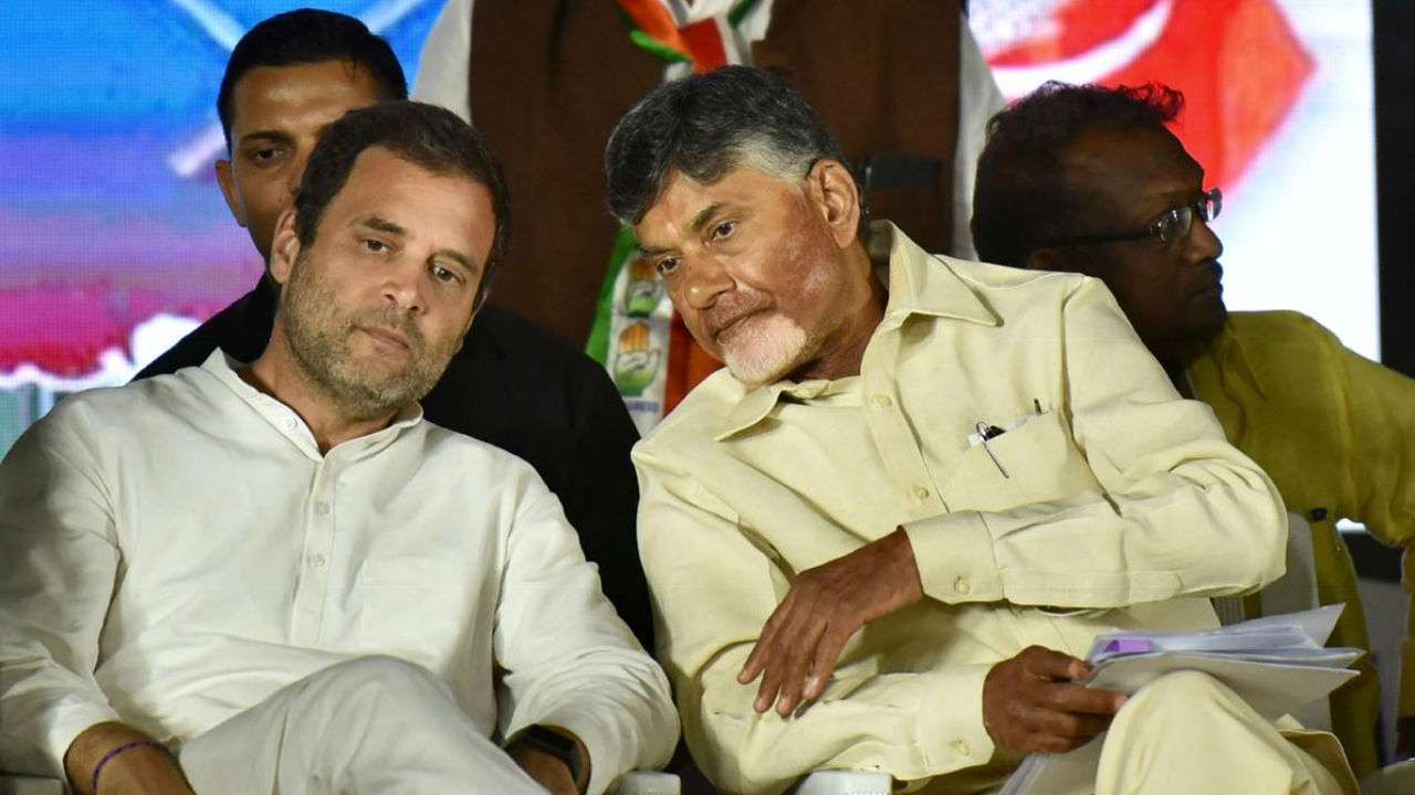 Oppn leaders step up talks to form coalition, Chandrababu Naidu meets Rahul, Pawar