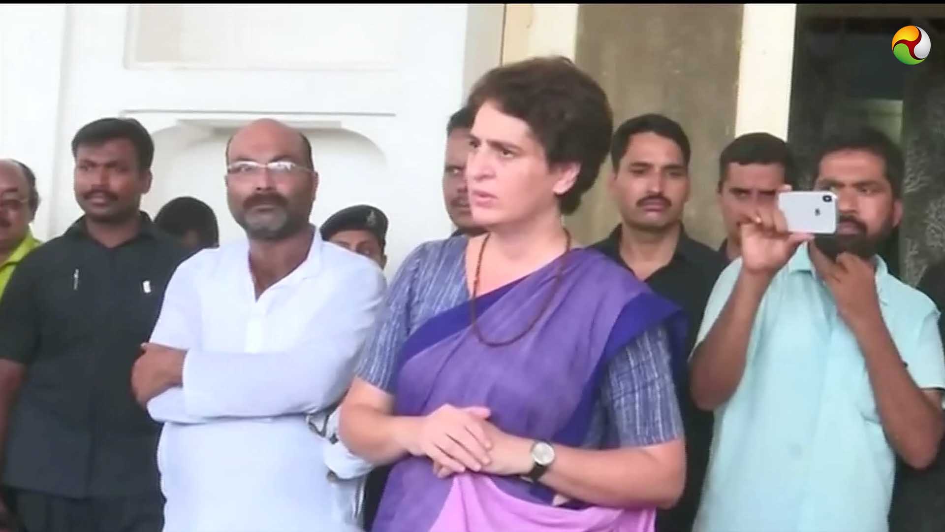 Priyanka Gandhi protests after being detained by police