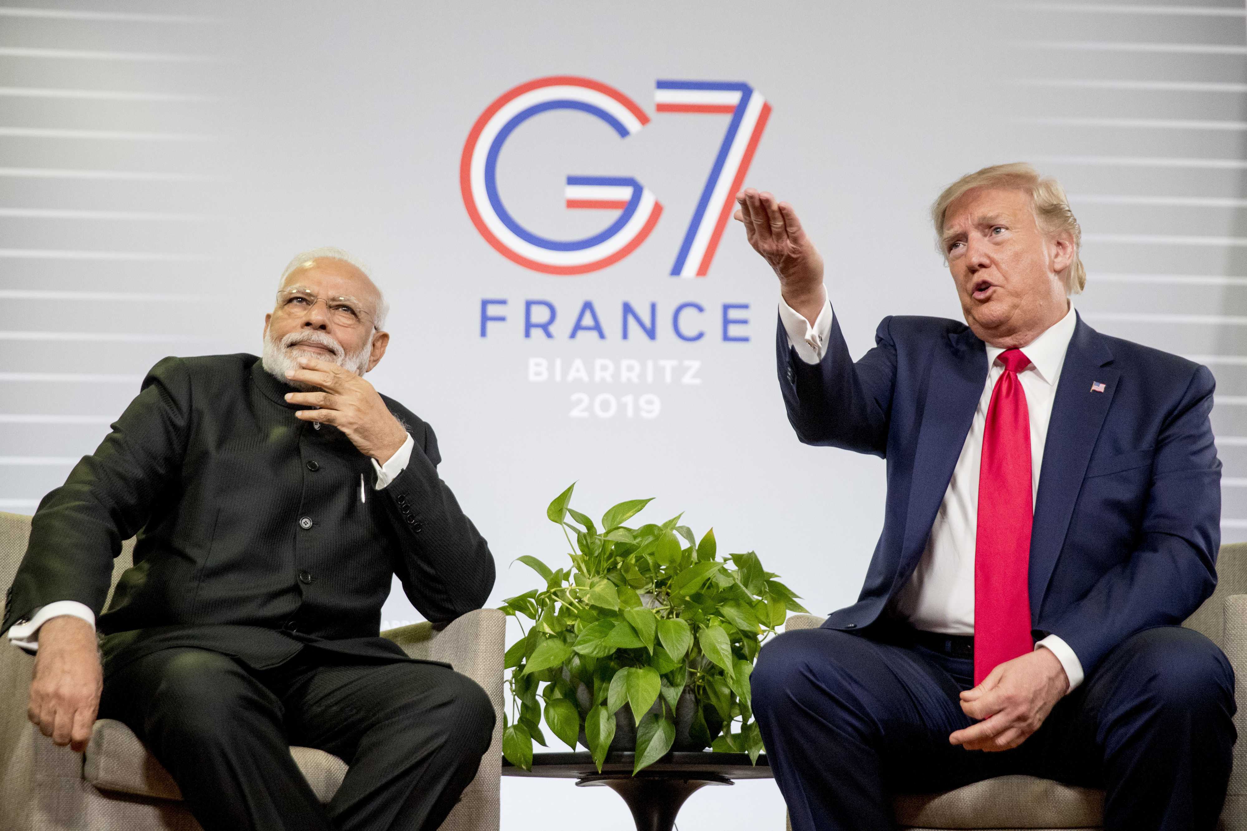 Modi, Trump, France, G-7 summit, India-US trade, tariffs, Kashmir, Article 370, Pakistan