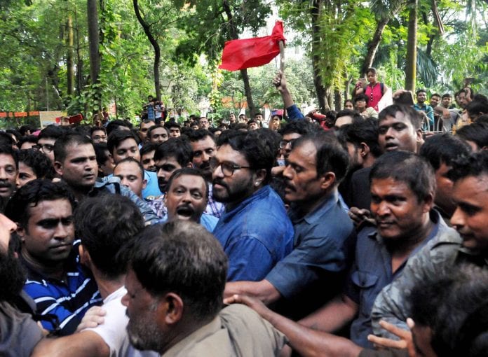 Babul Supriyo, Jadavpur University, students protest