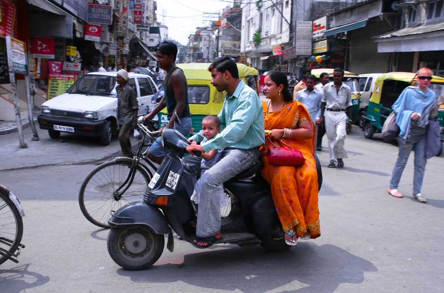 Family on scooter