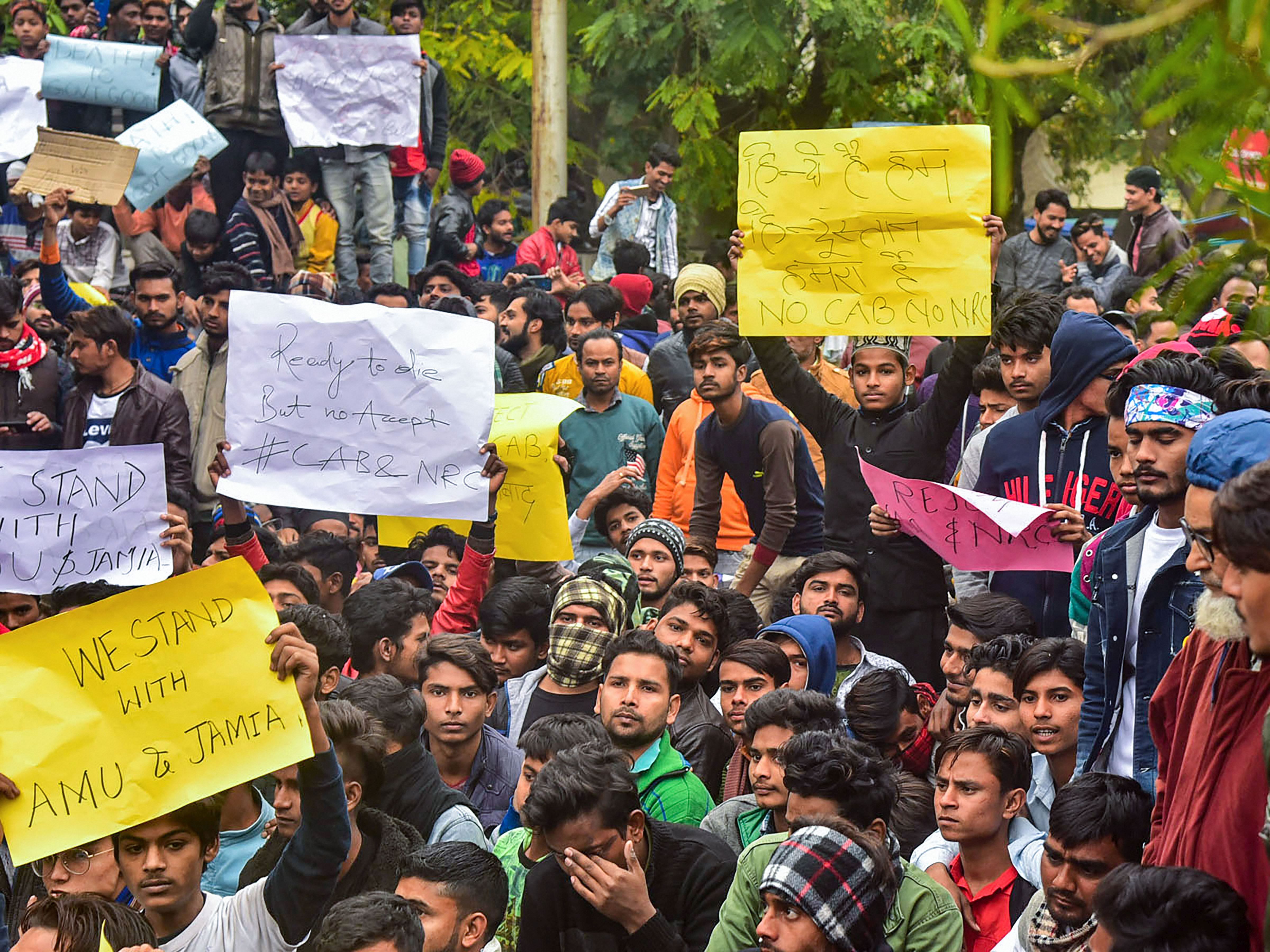 Peaceful protest outside Jamia varsity against Citizenship Amendment Act