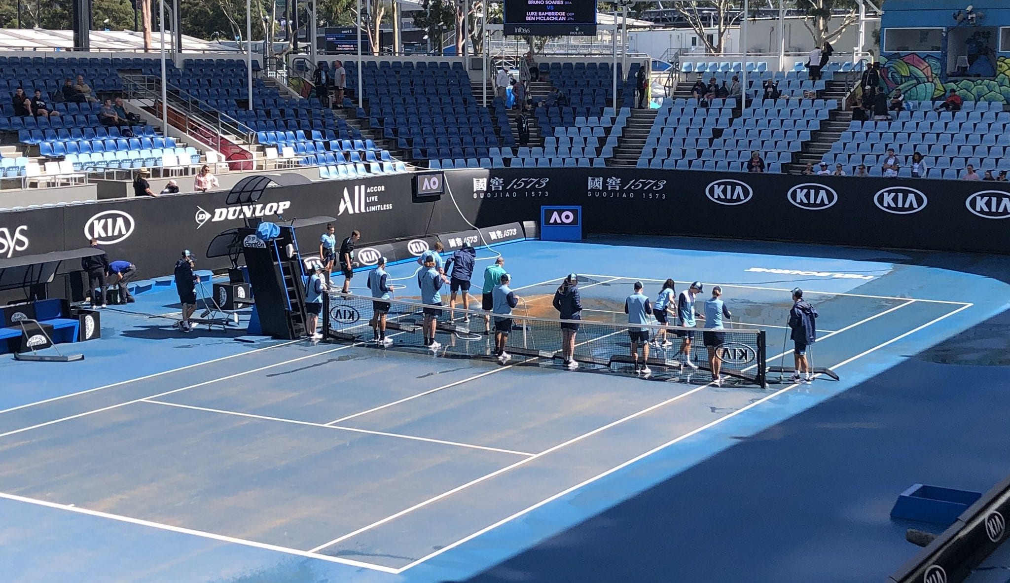 Australian Open faces new challenge after rains leave courts dirty, unplayable
