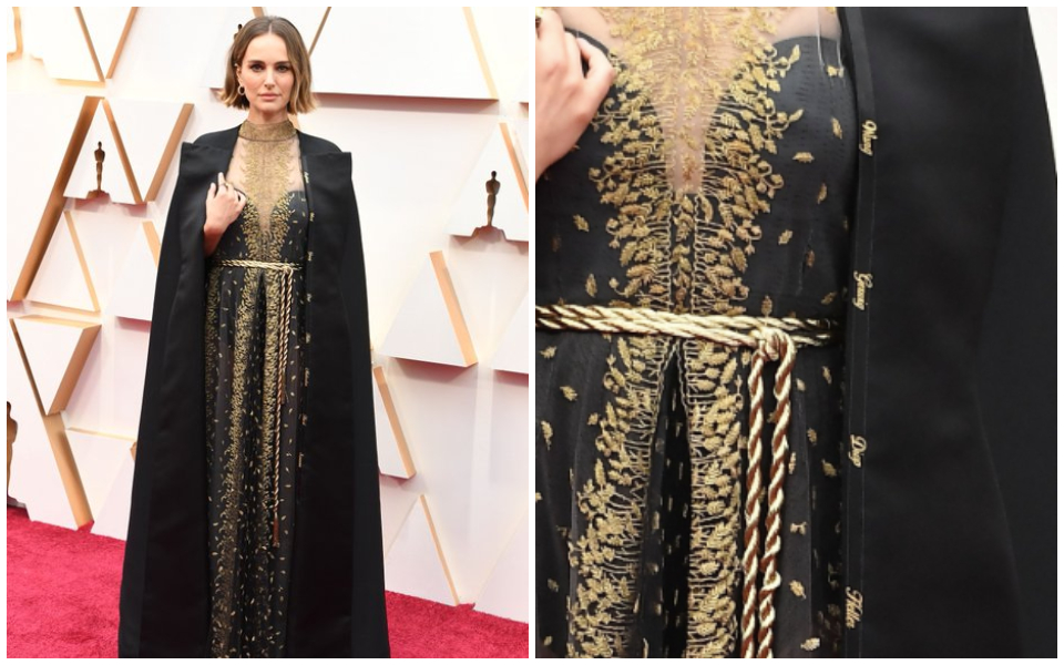 Natalie Portman honours snubbed female directors with her cape at Oscars