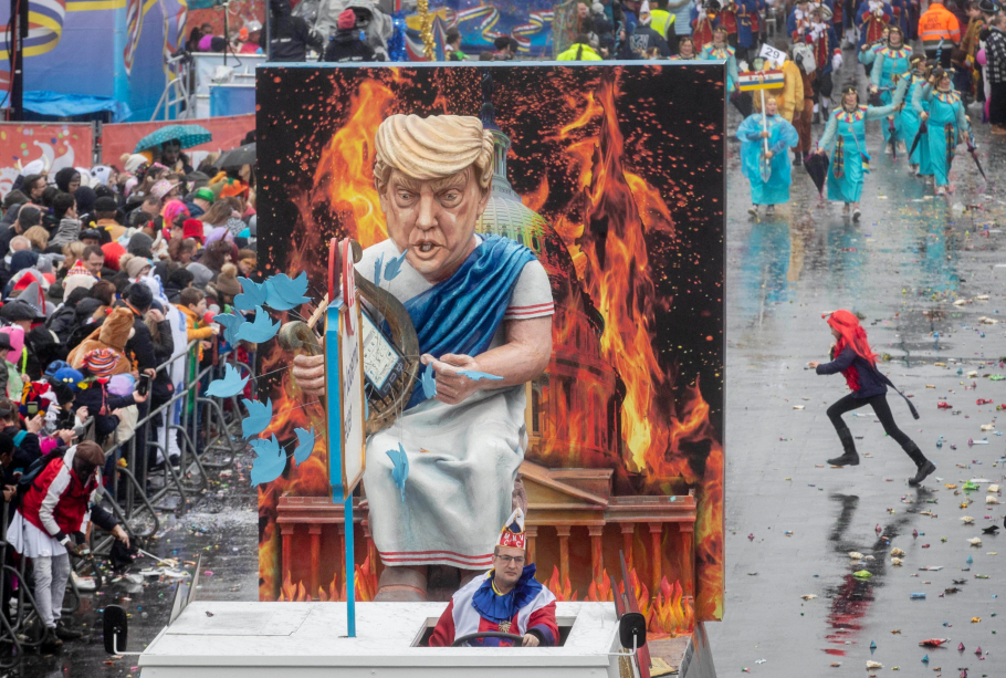 Mainz carnival Trump Nero burning