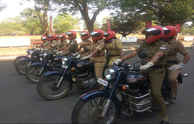 Women biker gang of Kerala police on Royal Enfield to ensure lockdown