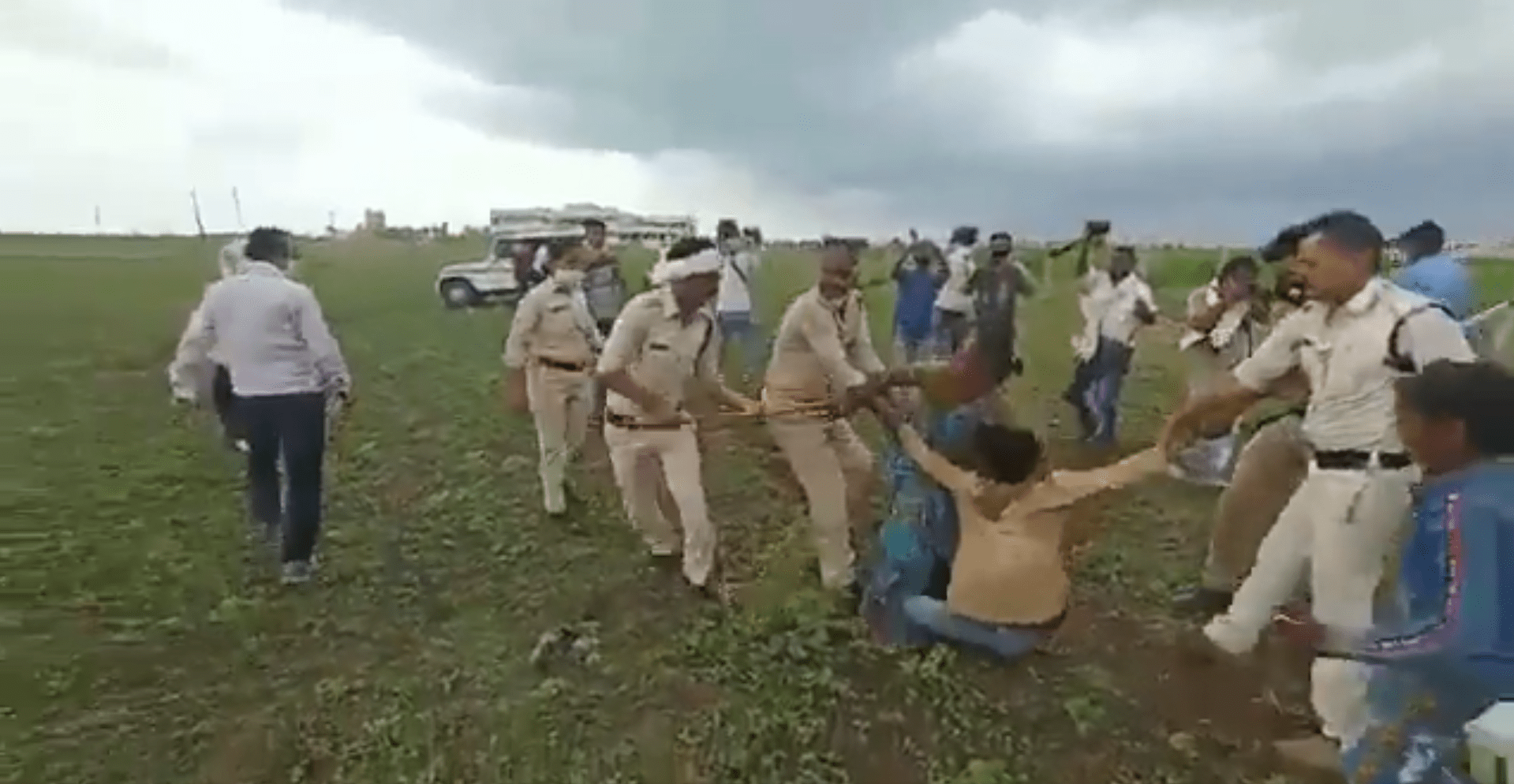 Dalit farmer couple thrashed, dragged by cops on consuming poison in protest