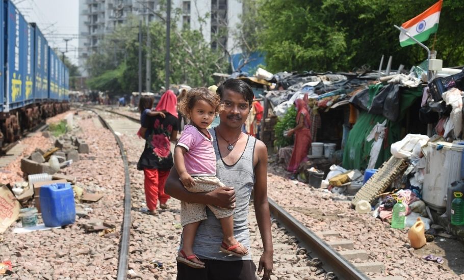 Slum along rail track