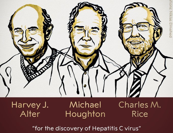 2020 medicine Nobel for Harvey Alter, Michael Houghton, Charles Rice