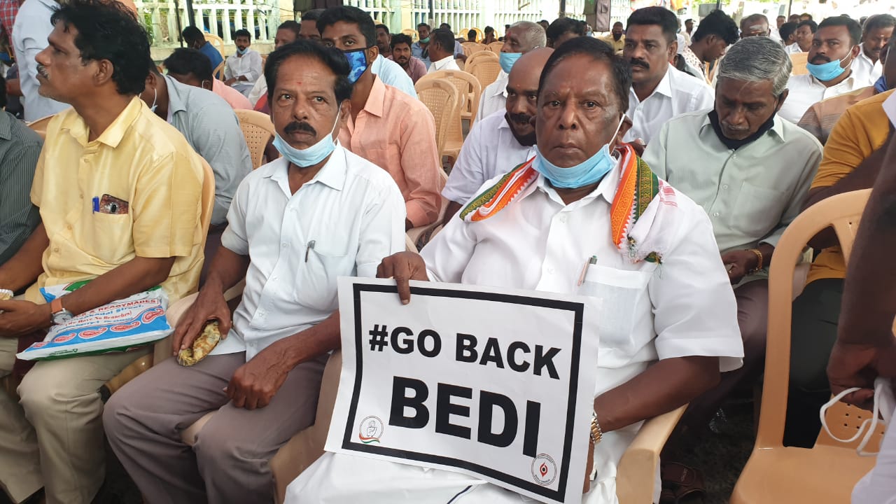 Bedi harmful for Pondy, needs to leave: CM on 3rd day of protest