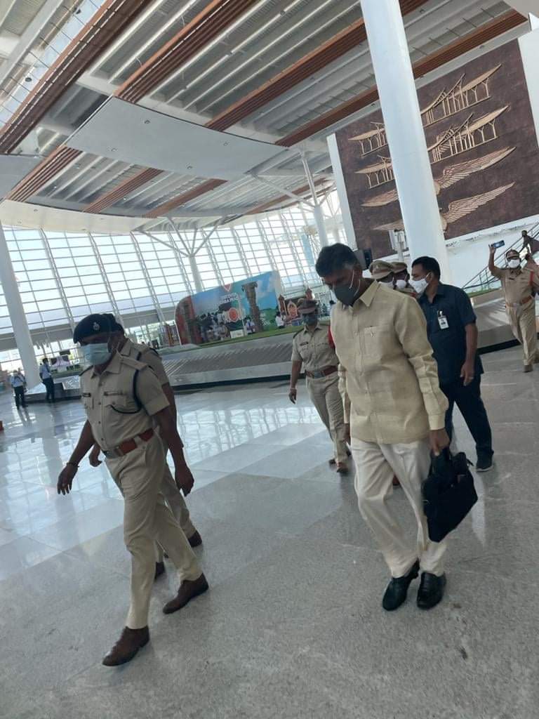 Denied nod to hold protest, Chandrababu squats on airport floor for 6 hours