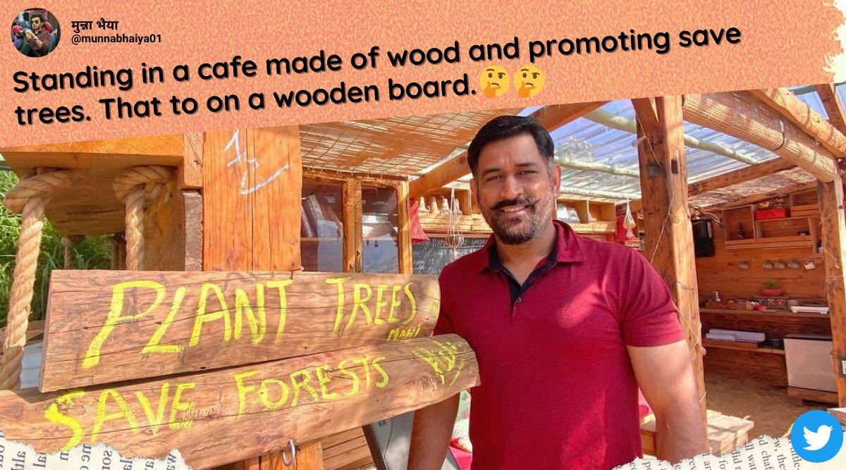 Dhoni’s ‘save trees’ message written on wood draws flak online