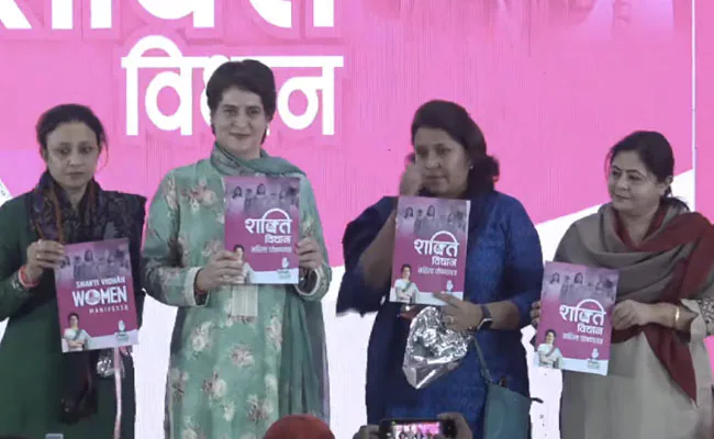 Scootys, mobiles – Priyanka launches Congress manifesto for women in UP
