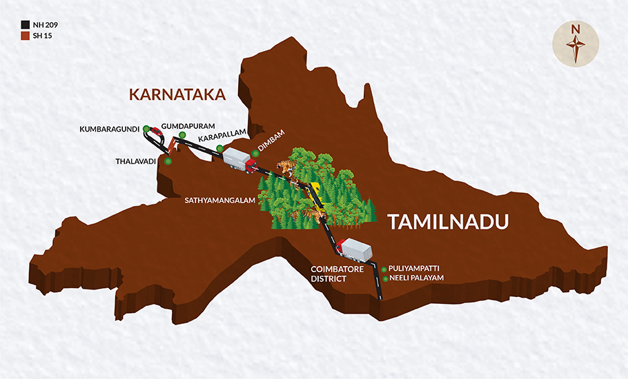 sathyamangalam forest map
