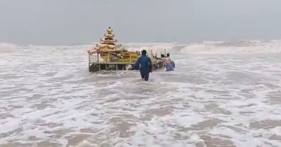 Locals in awe as foreign chariot drifts afloat on Andhra shore