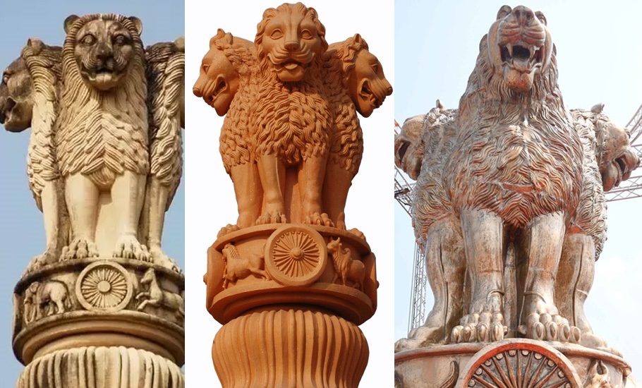 Lion Capital of Ashoka in Indian Flag Color. Emblem of India Stock  Illustration - Illustration of green, historic: 73661157
