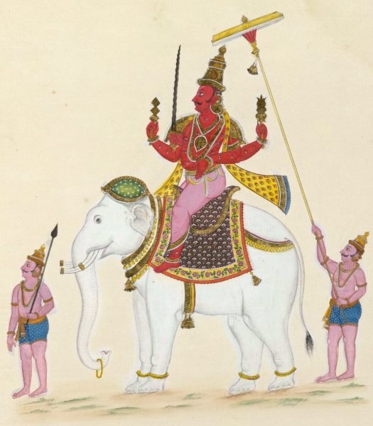 The painting of Indra on his elephant mount, Airavata, c. 1820.