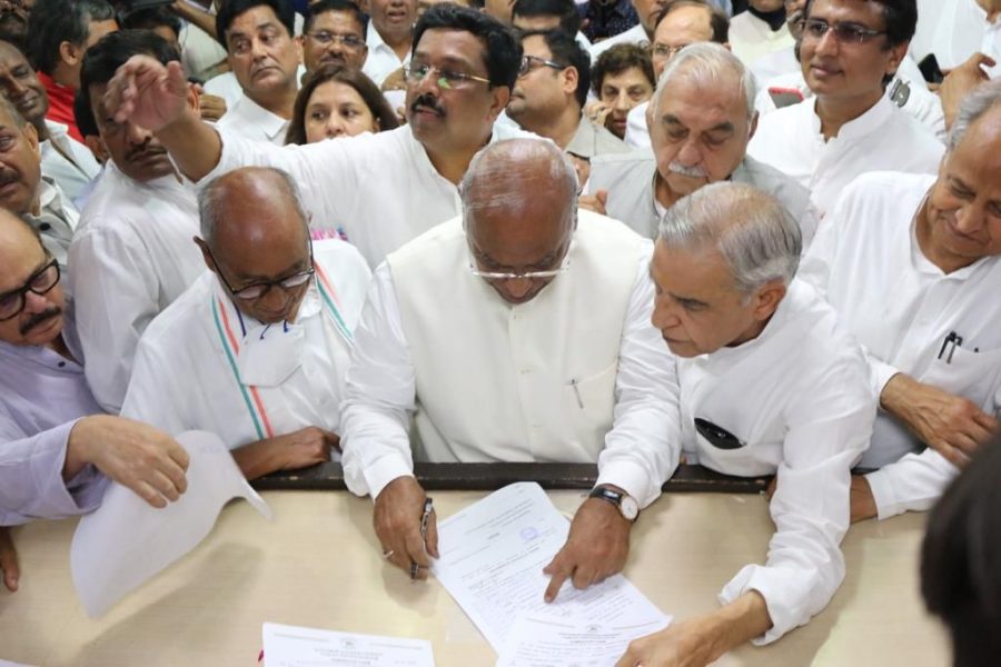 Kharge filing his nomination