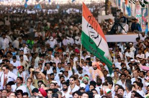 Congress supporters at the rally in Ramlila Maidan