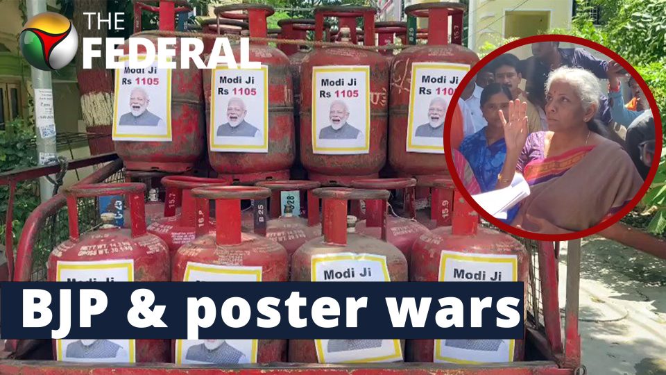 modi posters on gas cylinders