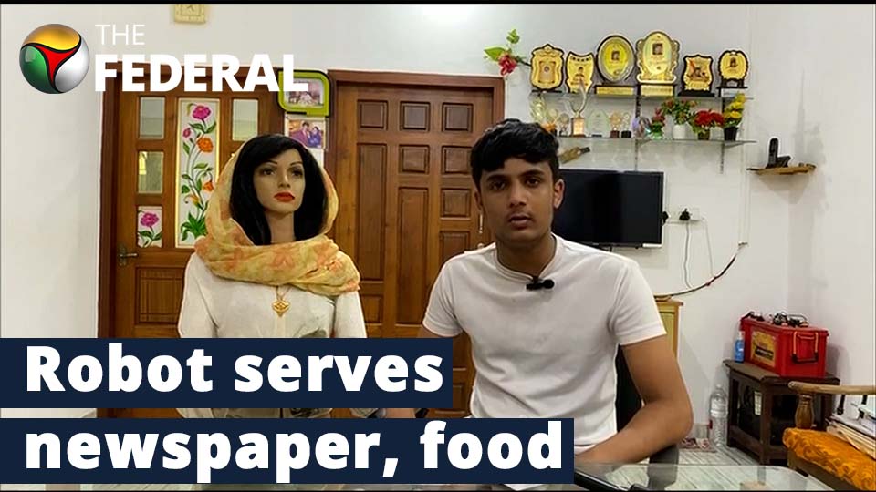 Kerala students robot serves food, newspaper