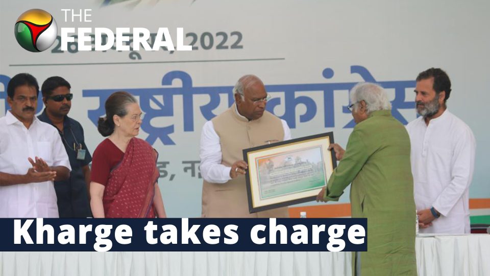 kharge takes charge as Congress president