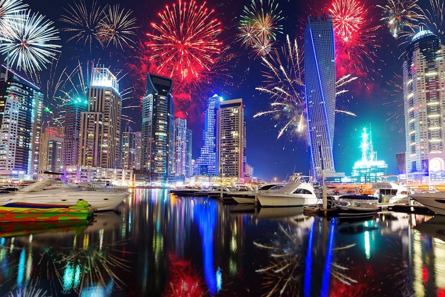 Dubai skyline New Year