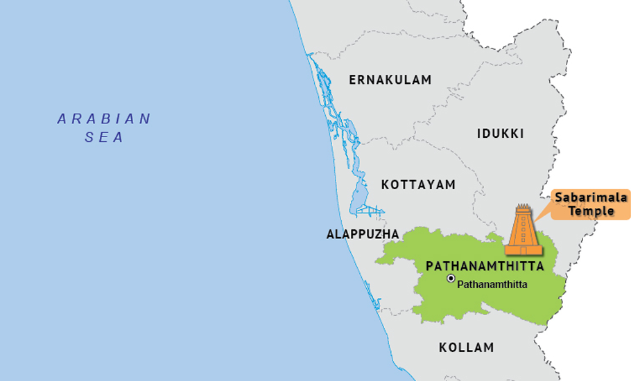 Sabarimala on Kerala map