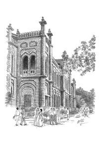Madurai's American College, sketched by Manohar Devadoss