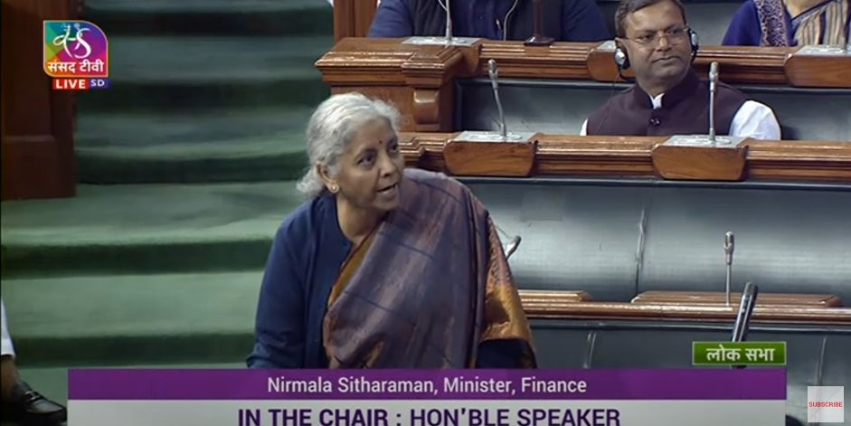 nirmala sitharaman in Parliament