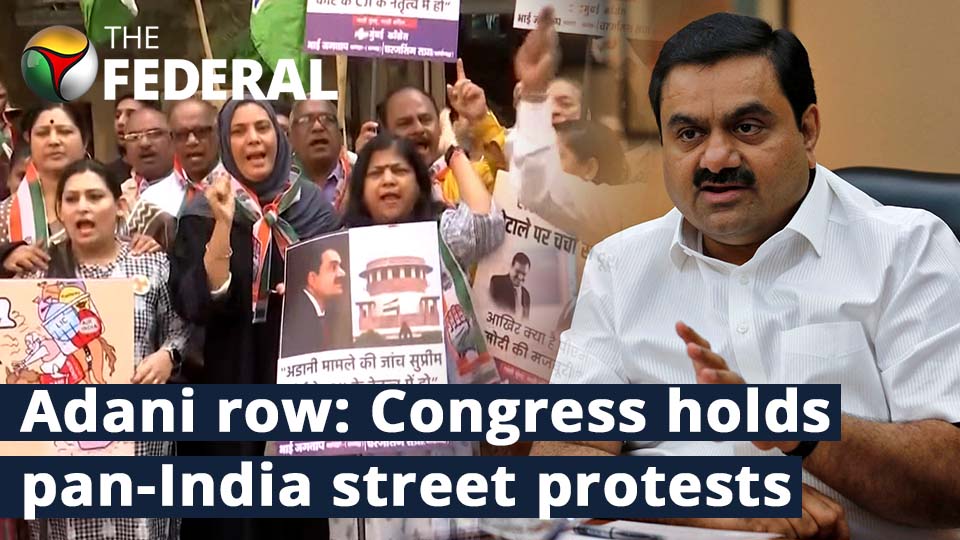 Adani row: Congress holds nationwide protest outside LIC, SBI offices