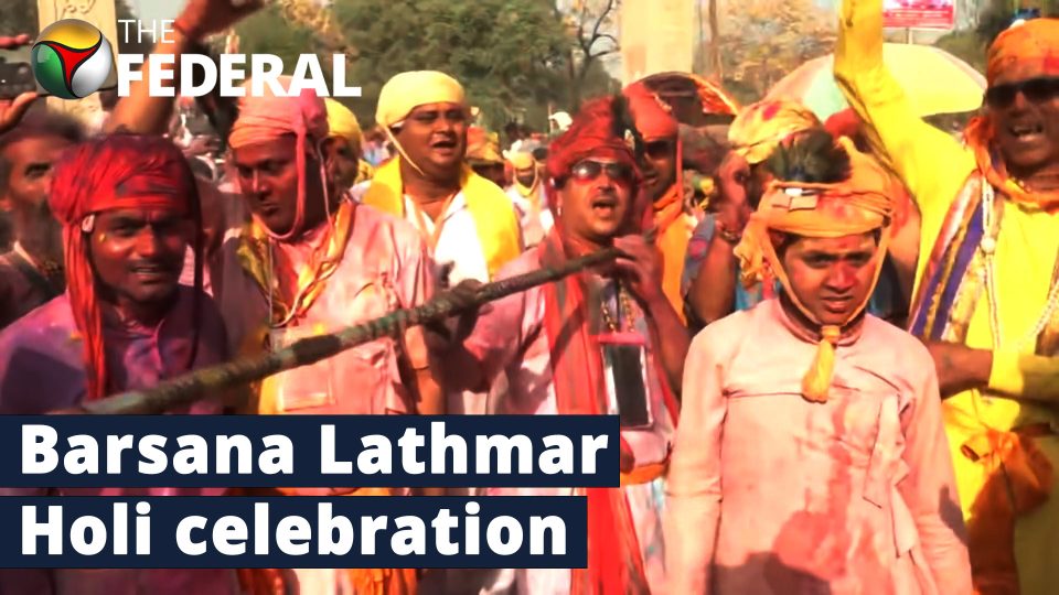 Lathmar Holi celebrated in Barsana