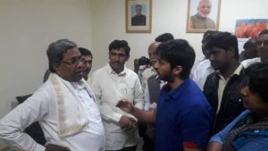 Chetan Kumar with Siddaramaiah