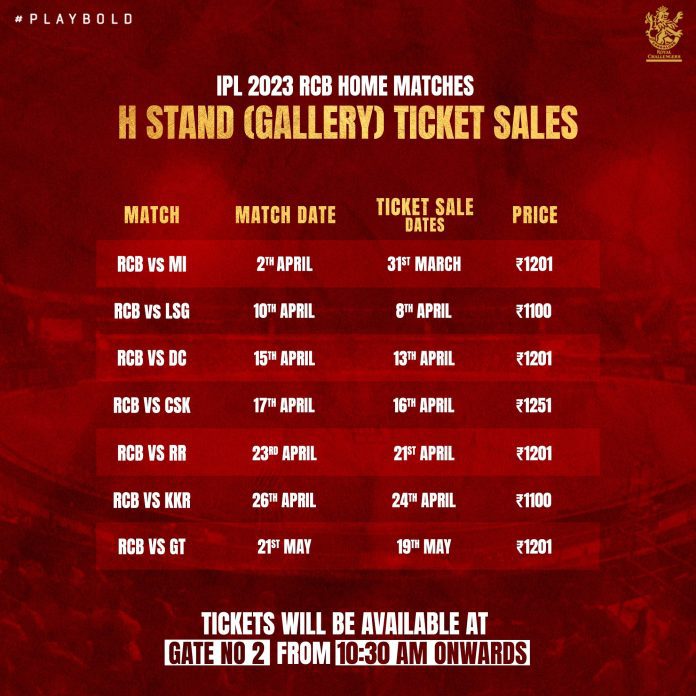 IPL 2023 RCB match tickets priced ₹1,201 available; see sales schedule