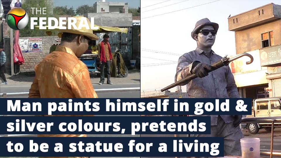 Gold & Silver statue man aspires to become a movie star
