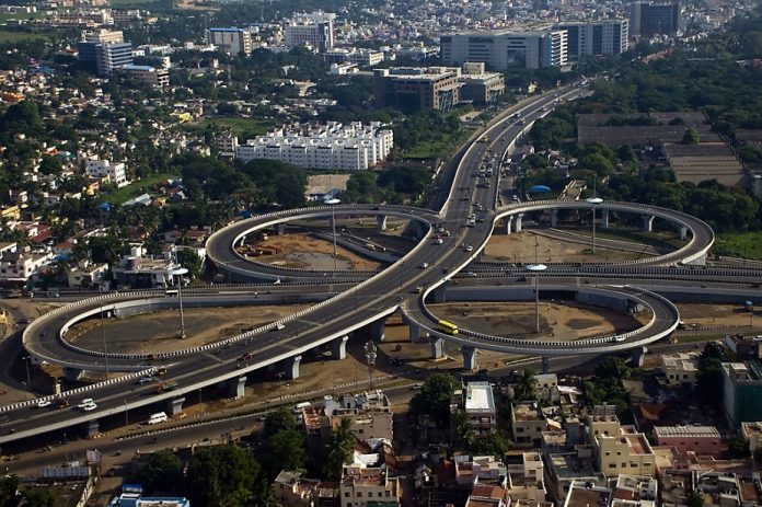 Aerial view of Kathipara Junction, Chennai