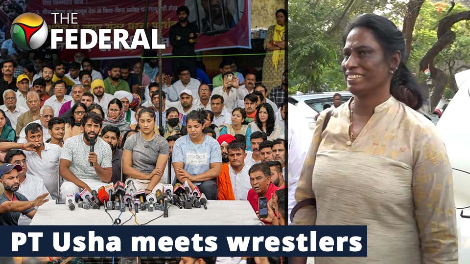 PT Usha meets wrestlers protesting at Delhi’s Jantar Mantar