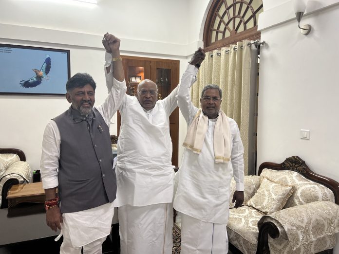 DK Shivakumar, Mallikarjun Kharge, Siddaramaiah. Decision on new Karnataka CM