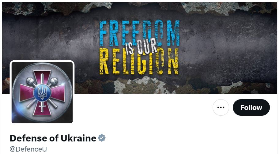 Ukraine defence ministry Twitter page