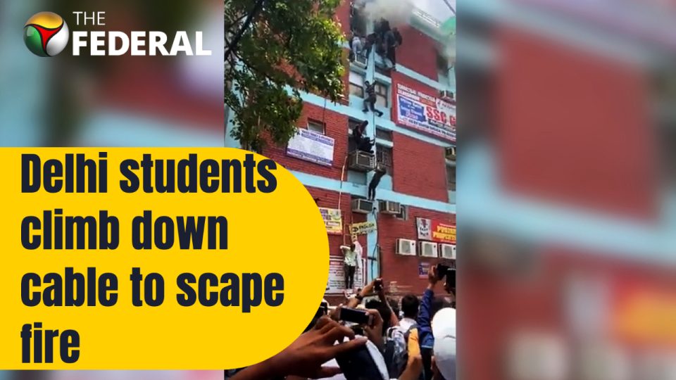 Dramatic visuals: Delhi coaching centre fire | Students’ escape on video