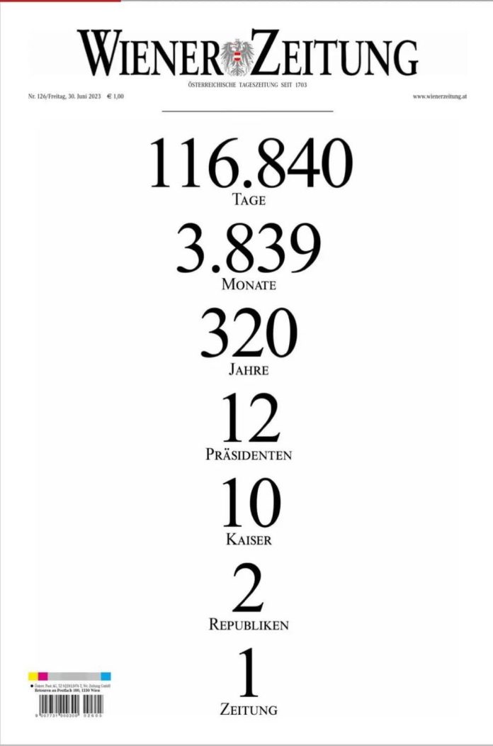 320yearold Vienna newspaper Wiener Zeitung ends daily print edition