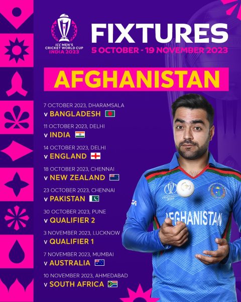 World Cup 2023 Afghanistan schedule