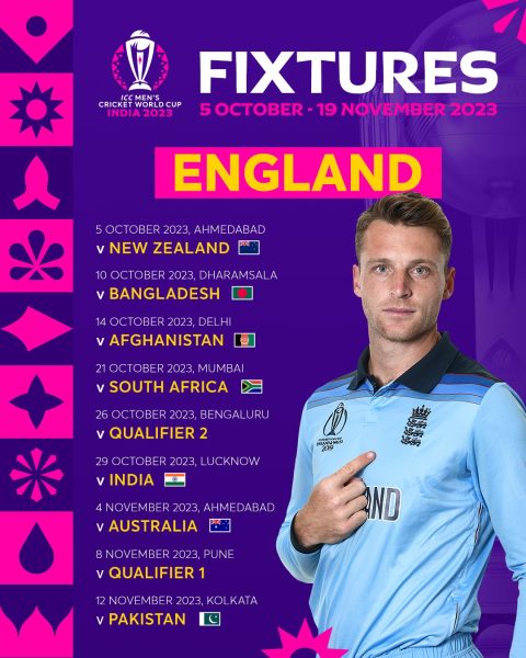 England's World Cup 2023 schedule