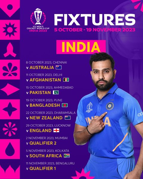 World Cup 2023 India schedule
