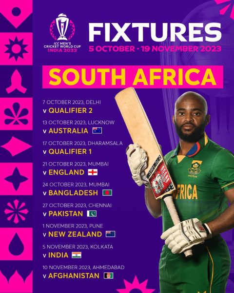South Africa's World Cup 2023 schedule