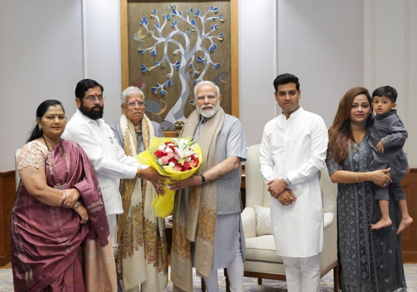 Maharashtra CM Eknath Shinde, family meet PM Modi