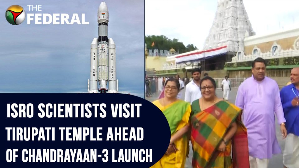 ISRO scientists seek blessings with Chandrayaan-3 model at Tirupati temple